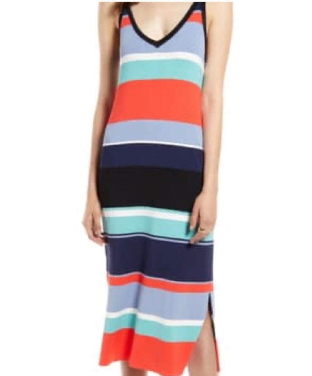 Halogen Women’s Large Striped Maxi Dress Sleeveless Summer